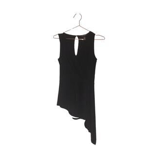 White House black market sleeveless asymmetrical v neck cinched waist